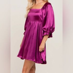 Satin Fuchsia Dress